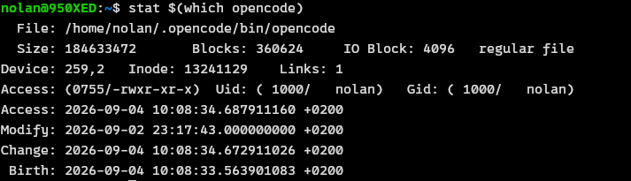 Statistiques d’utilisation d’opencode